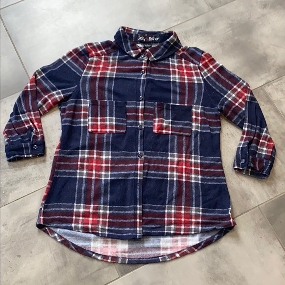 Polly & Esther Flannel Large blue red white